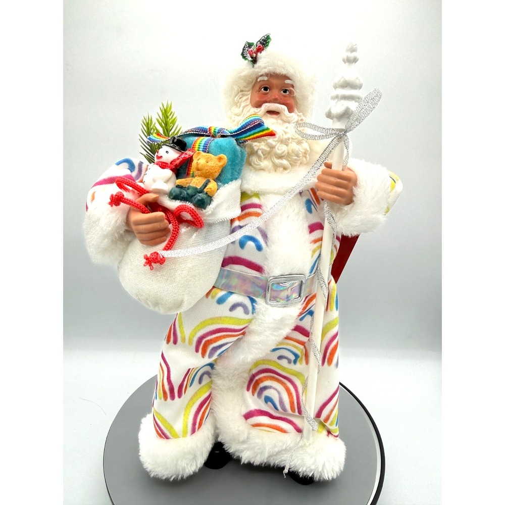 RAINBOW Pride Santa Christmas Figurine w/ gift sack 10.5" CHRISTMAS FIGURE - Picture 1 of 7